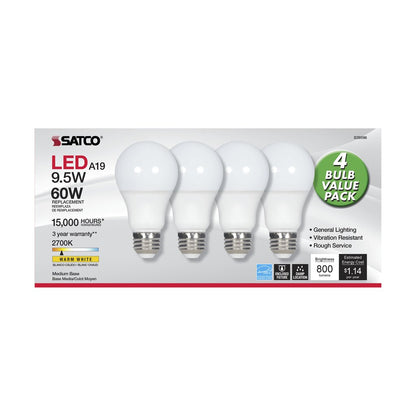 Satco S39596 9.5W A19 LED Light Bulb