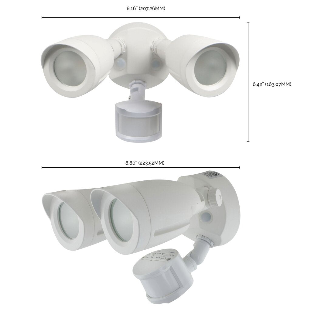 Satco 65-717 20W LED Security Lighting Fixture Security Light; Dual