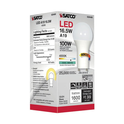 6 pack - Satco S28488 16.5W A19 LED Light Bulb