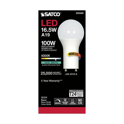 6 pack - Satco S28488 16.5W A19 LED Light Bulb