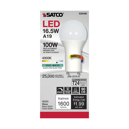 6 pack - Satco S28488 16.5W A19 LED Light Bulb