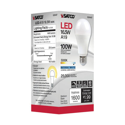 6 pack - Satco S28487 16.5W A19 LED Light Bulb