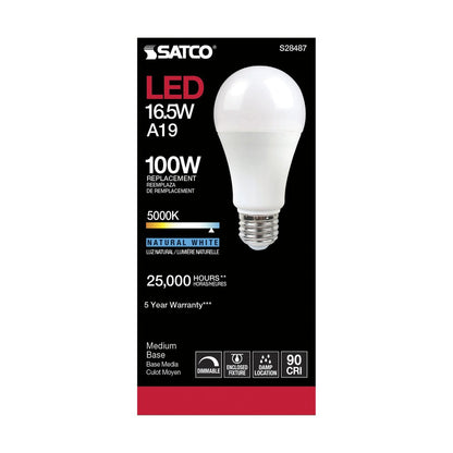 6 pack - Satco S28487 16.5W A19 LED Light Bulb