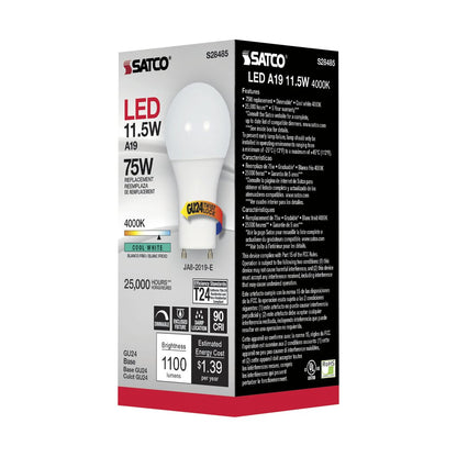 6 pack - Satco S28485 11.5W A19 LED Light Bulb