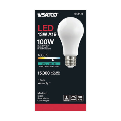 6 pack - Satco S12435 13.5W A19 LED Light Bulb