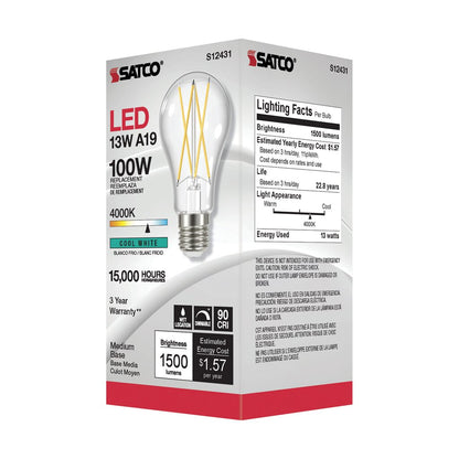6 pack - Satco S12431 12.5W A19 LED Light Bulb