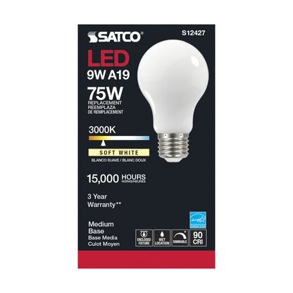 6 pack - Satco S12427 11W A19 LED Light Bulb
