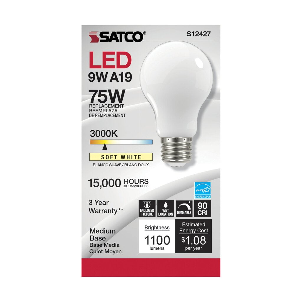 6 pack - Satco S12427 11W A19 LED Light Bulb