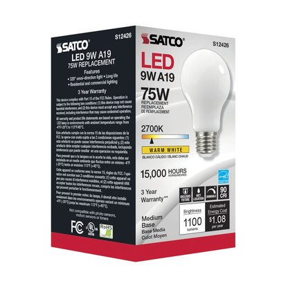 6 pack - Satco S12426 11W A19 LED Light Bulb
