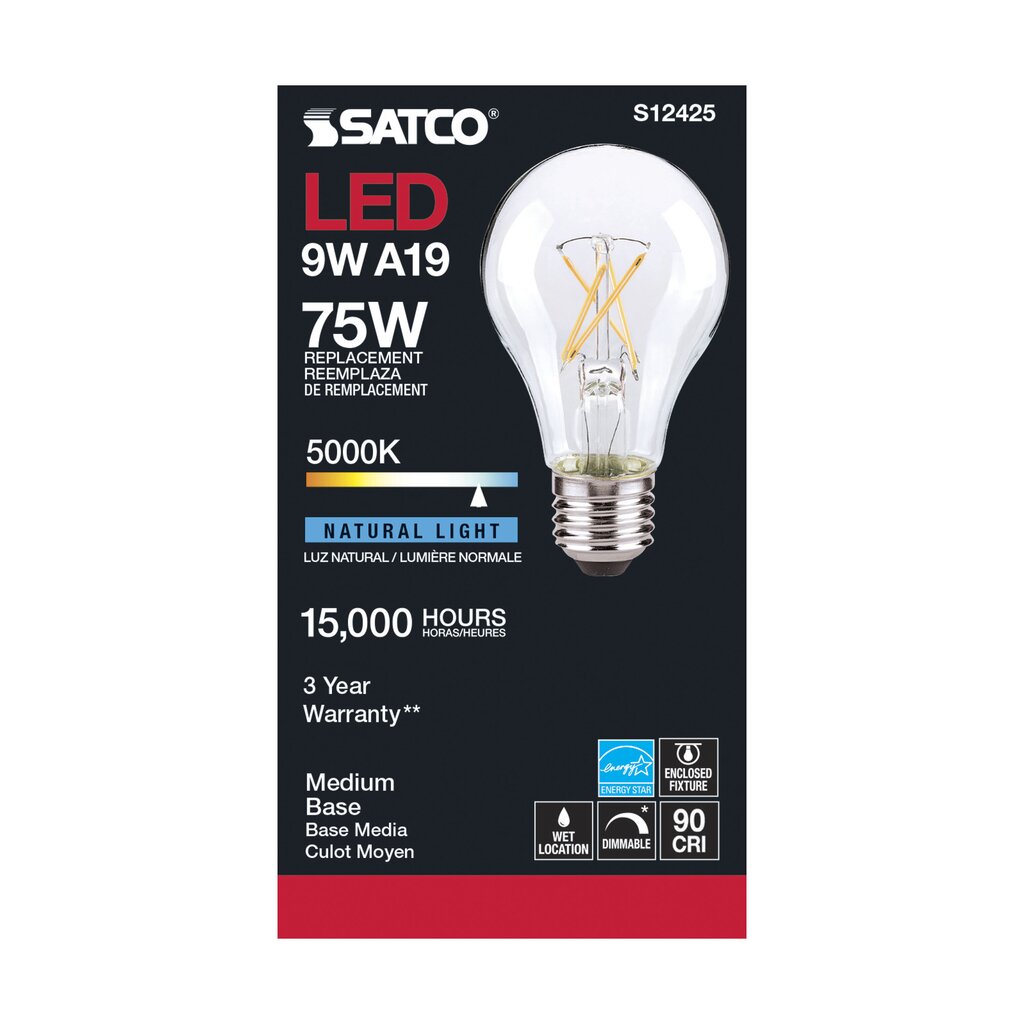 6 pack - Satco S12425 10.5W A19 LED Light Bulb