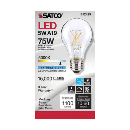 6 pack - Satco S12425 10.5W A19 LED Light Bulb