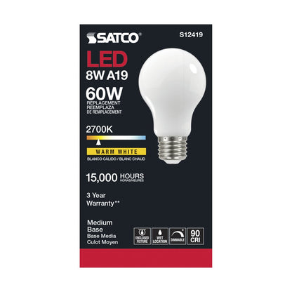 6 pack - Satco S12419 8.2W A19 LED Light Bulb