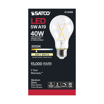 Satco S12409 5W A19 LED Light Bulb