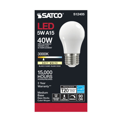 6 pack - Satco S12405 5W A15 LED Light Bulb