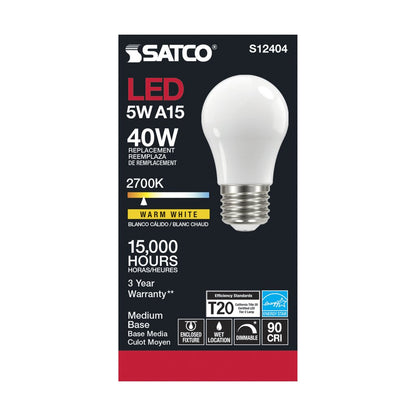6 pack - Satco S12404 5W A15 LED Light Bulb