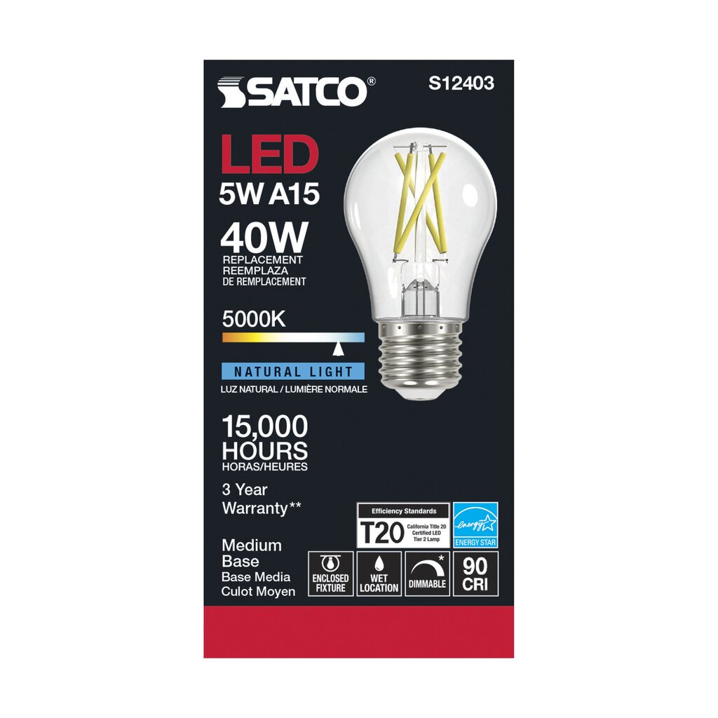 6 pack - Satco S12403 5W A15 LED Light Bulb