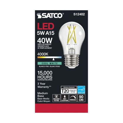 Satco S12402 5W A15 LED Light Bulb