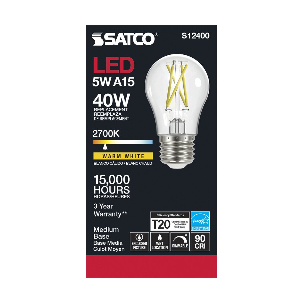 Satco S12400 5W A15 LED Light Bulb