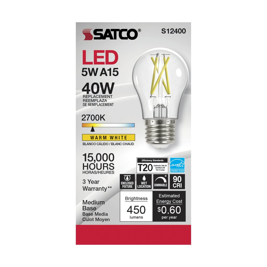 Satco S12400 5W A15 LED Light Bulb