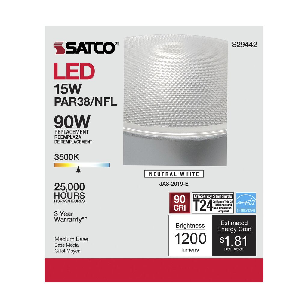 6 pack - Satco S29442 15W PAR38 LED Light Bulb