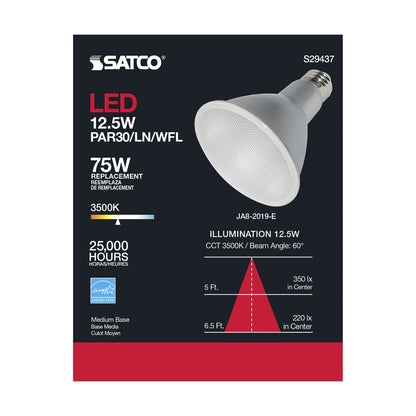 6 pack - Satco S29437 12.5W PAR30 Long LED Light Bulb