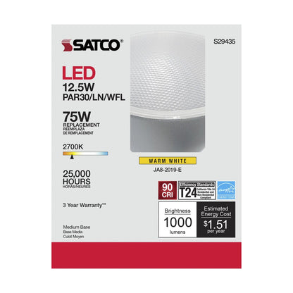 6 pack - Satco S29435 12.5W PAR30 Long LED Light Bulb