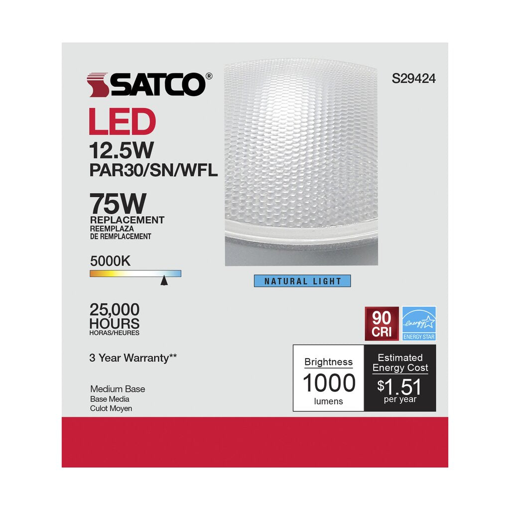 6 pack - Satco S29424 12.5W PAR30 Short LED Light Bulb