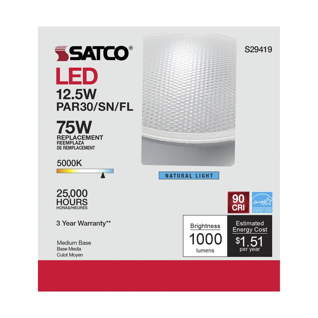 6 pack - Satco S29419 12.5W PAR30 Short LED Light Bulb