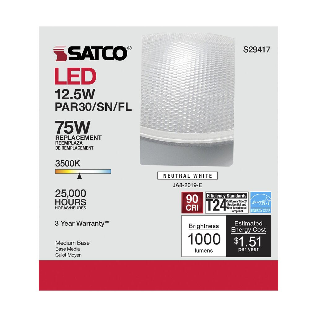 6 pack - Satco S29417 12.5W PAR30 Short LED Light Bulb