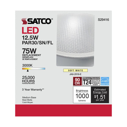 6 pack - Satco S29416 12.5W PAR30 Short LED Light Bulb