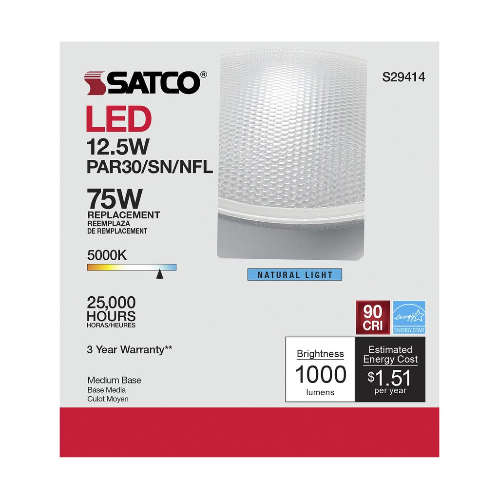 6 pack - Satco S29414 12.5W PAR30 Short LED Light Bulb