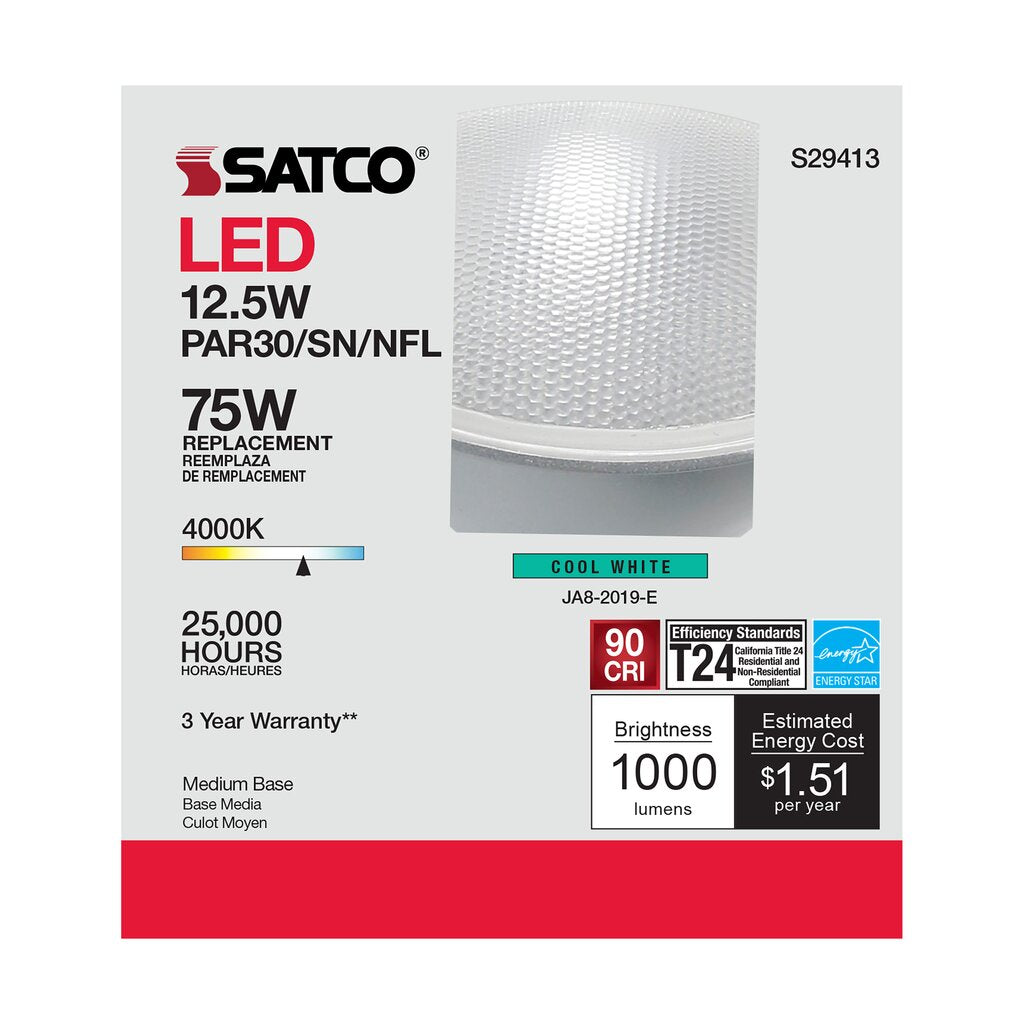 6 pack - Satco S29413 12.5W PAR30 Short LED Light Bulb