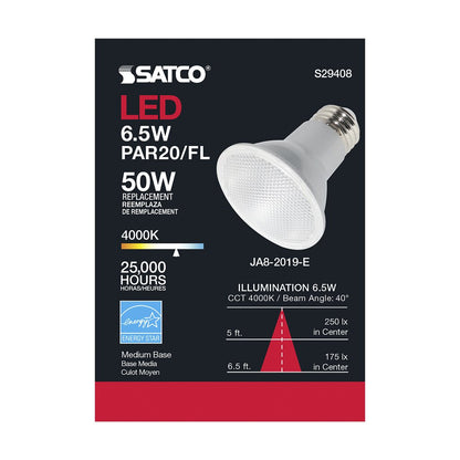 6 pack - Satco S29408 6.5W PAR20 LED Light Bulb