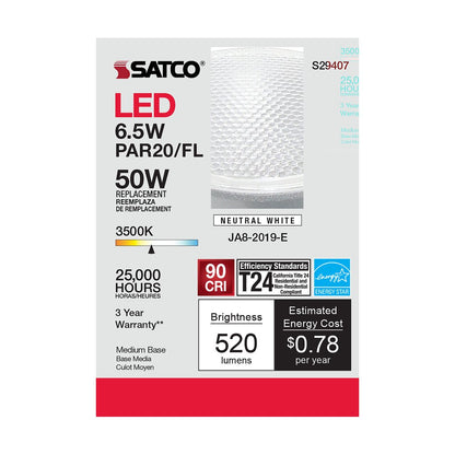 6 pack - Satco S29407 6.5W PAR20 LED Light Bulb