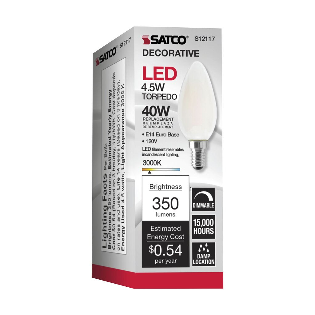6 pack - Satco S12117 4.5W B11 LED Light Bulb