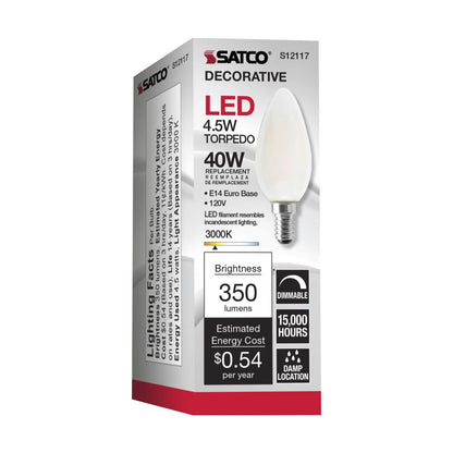 6 pack - Satco S12117 4.5W B11 LED Light Bulb