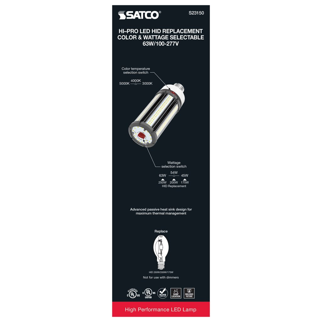 6 pack - Satco S23150 45W/54W/63W LED Light Bulb