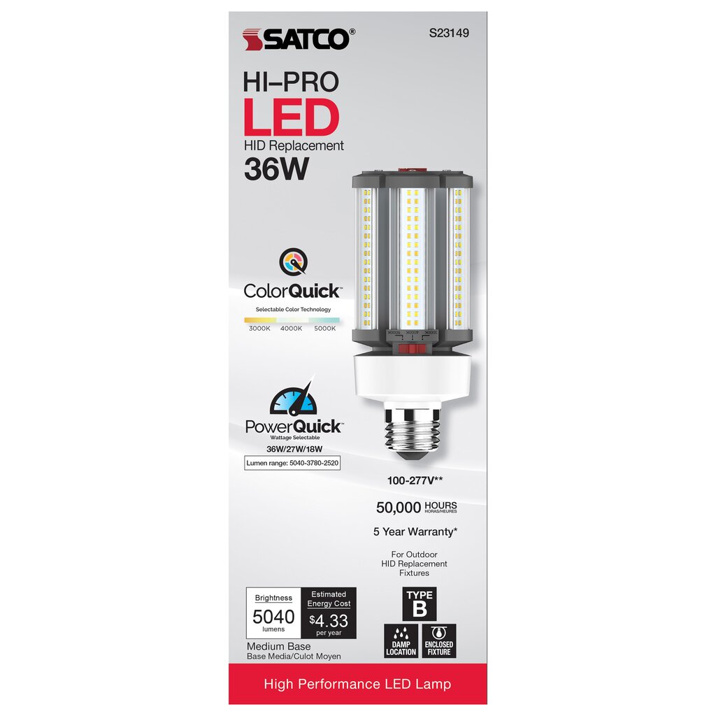 Satco S23149 18W/27W/36W LED Light Bulb