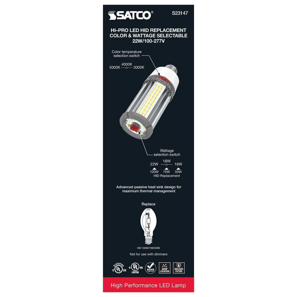 Satco S23147 16W/18W/22W LED Light Bulb