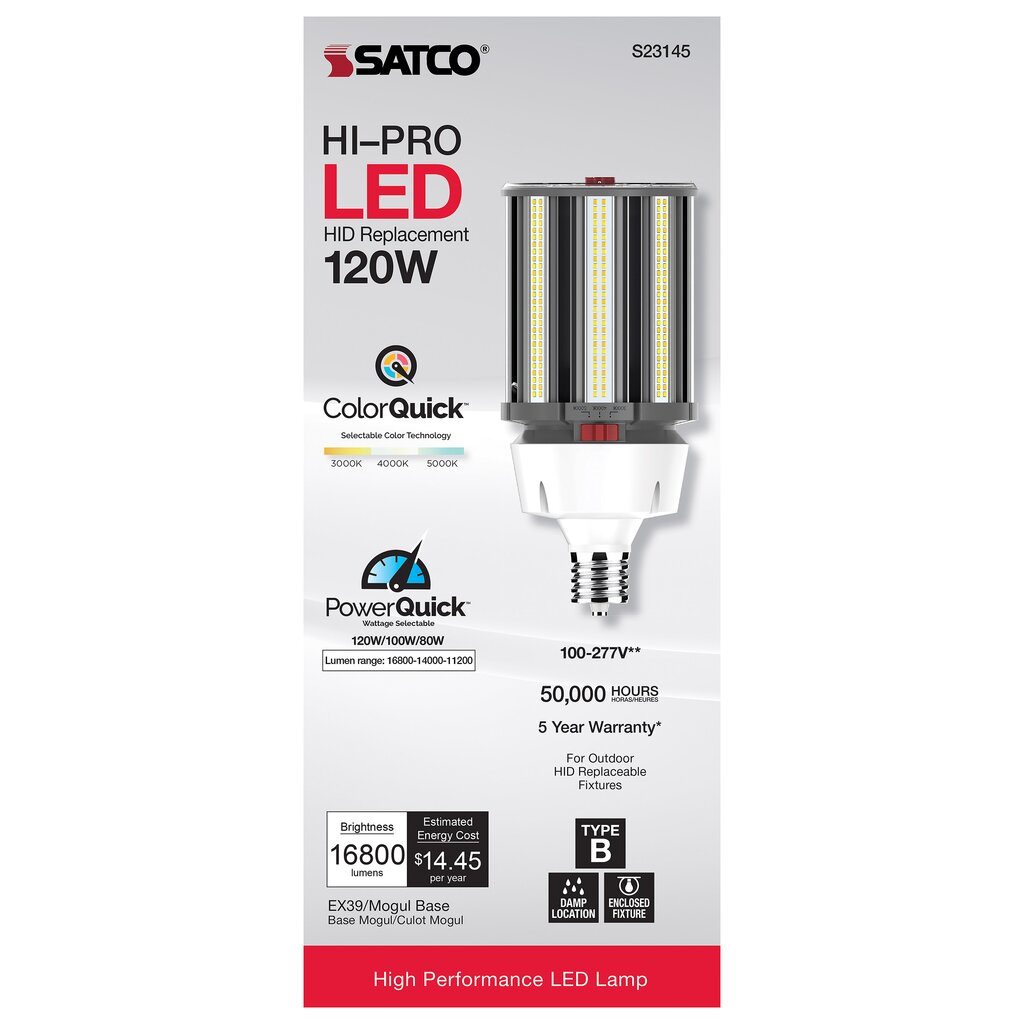 Satco S23145 80W/100W/120W LED Light Bulb