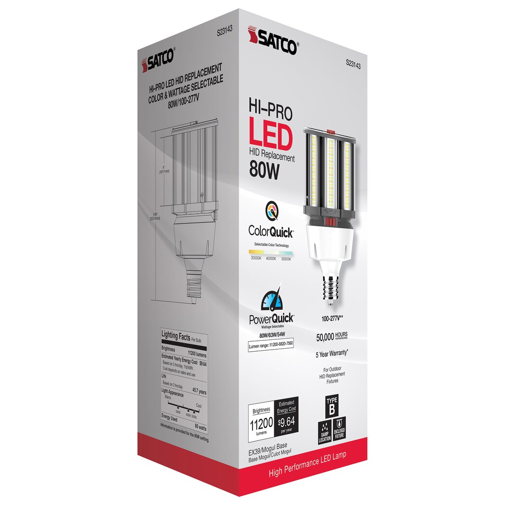 Satco S23143 54W/63W/80W LED Light Bulb