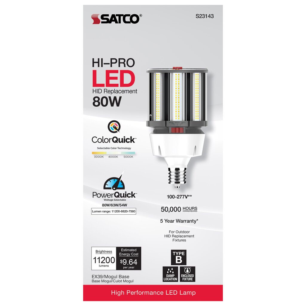 Satco S23143 54W/63W/80W LED Light Bulb