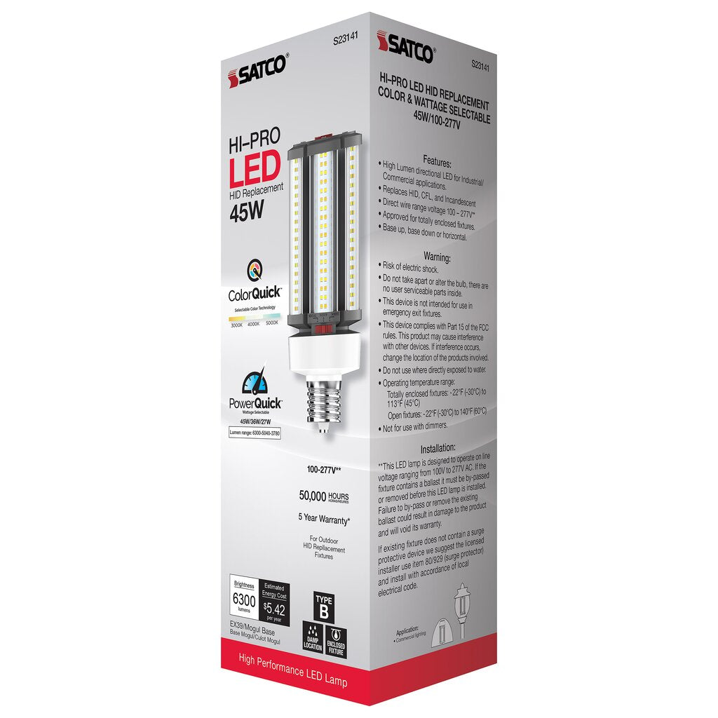 6 pack - Satco S23141 27W/36W/45W LED Light Bulb