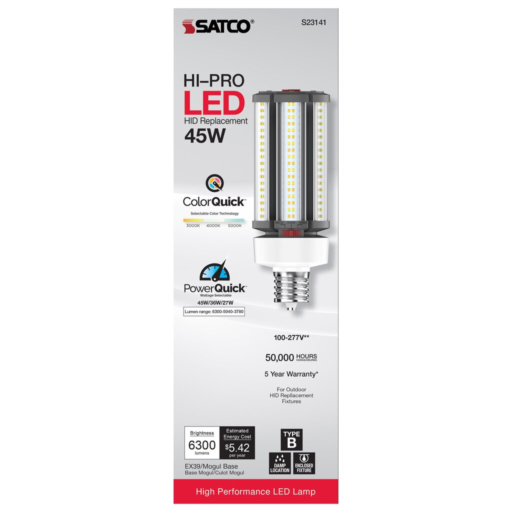6 pack - Satco S23141 27W/36W/45W LED Light Bulb