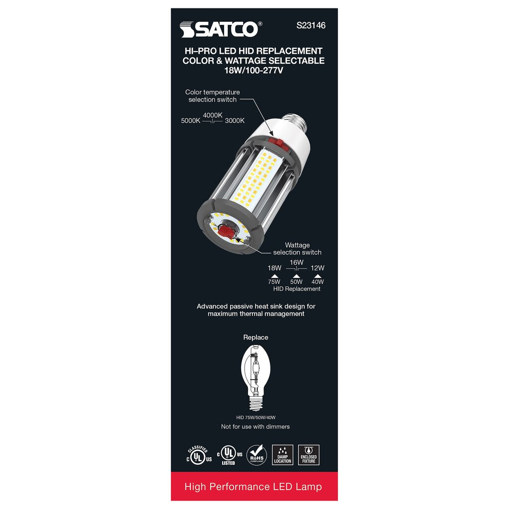 6 pack - Satco S23140 27W/36W/45W LED Light Bulb