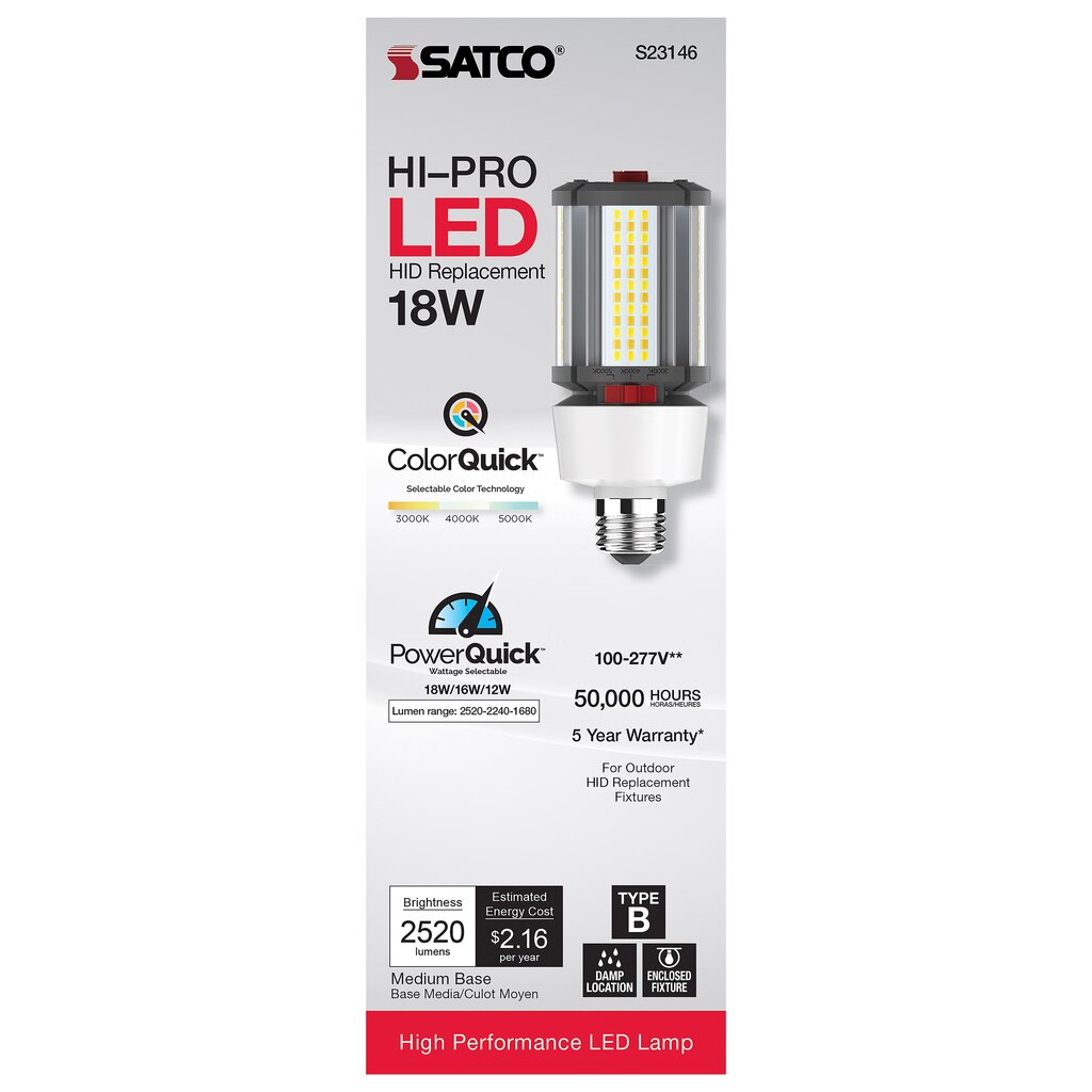 6 pack - Satco S23140 27W/36W/45W LED Light Bulb