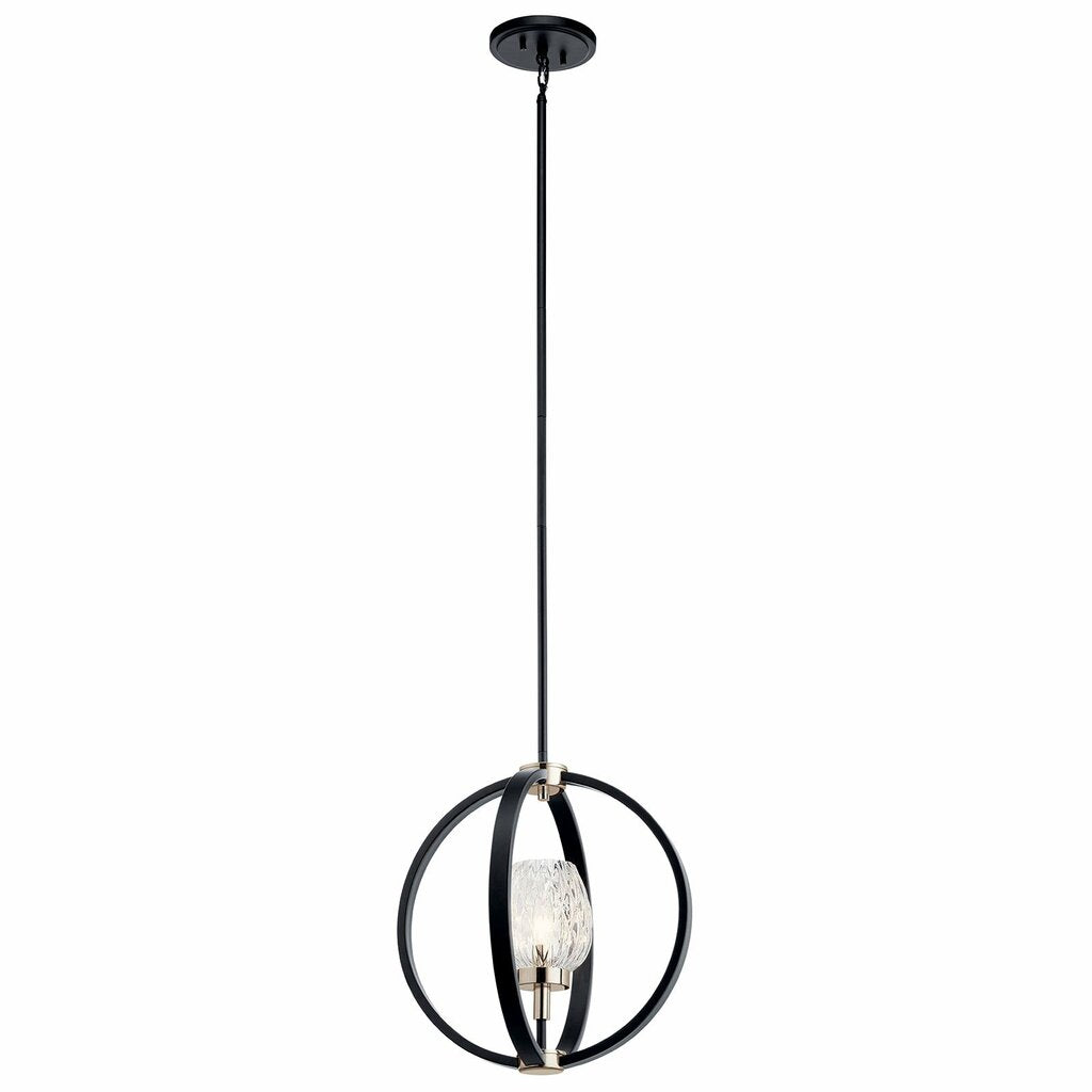Kichler 44241BK Fixture This 1 light pendant from the Moyra collection
