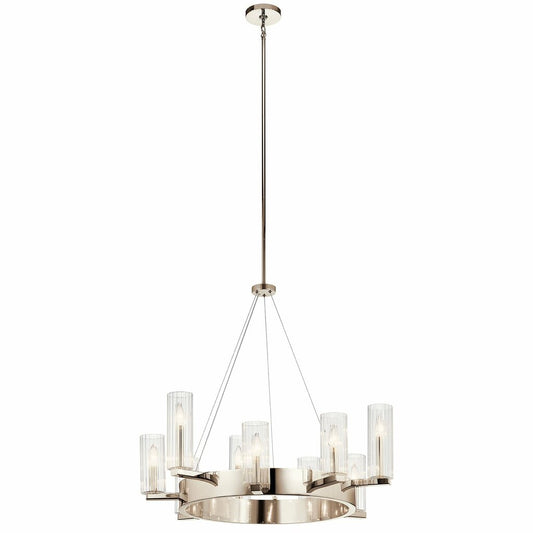 Kichler 44315PN Fixture The linear style of this 9 light chandelier in