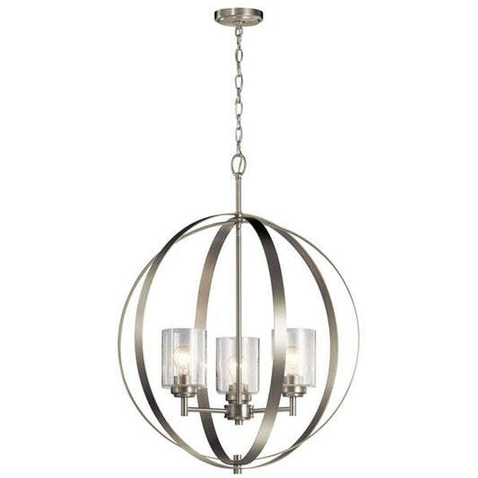 Kichler 44034NI Fixture The modern Winslow 3-light chandelier in a