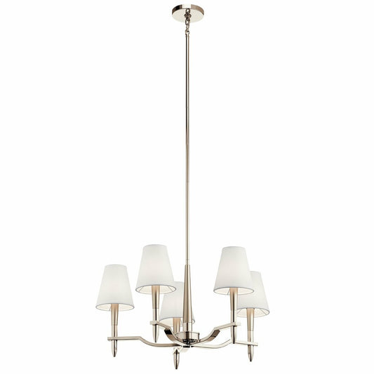Kichler 44310PN Fixture This Kinsey 5 light chandelier features a